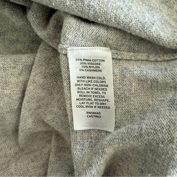 Chelsea 28 Pima Cotton Cashmere Blend Heather Gray Rounded Turtle Neck Sweater - Picture 8 of 8